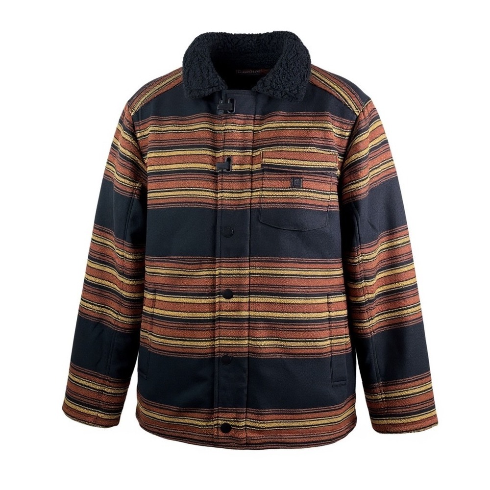 ROARK Axeman Jacket navy stripe fleece quilt Sherpa lined wool blend 90s‎ sz M